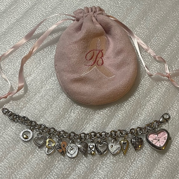 Brighton Power of Pink Breast Cancer Charm Bracelet Watch Silver Gold + Bag💞 - Picture 9 of 17